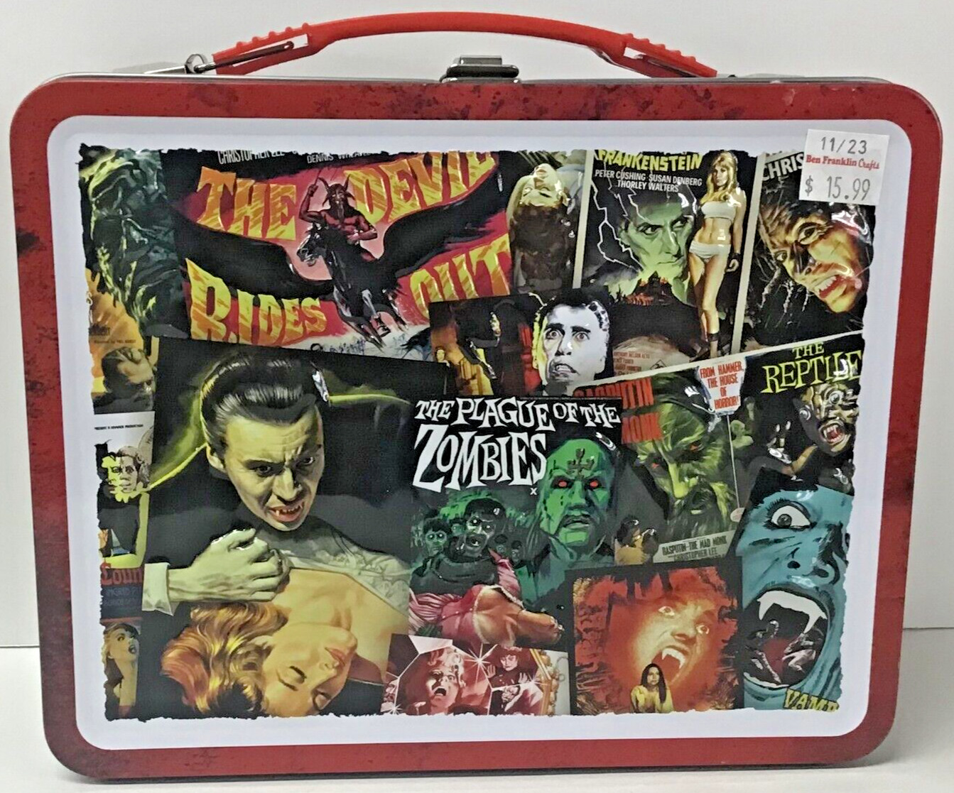 Hammer Horror Retro Style Lunchbox Tin Tote Dracula Christopher Lee New
