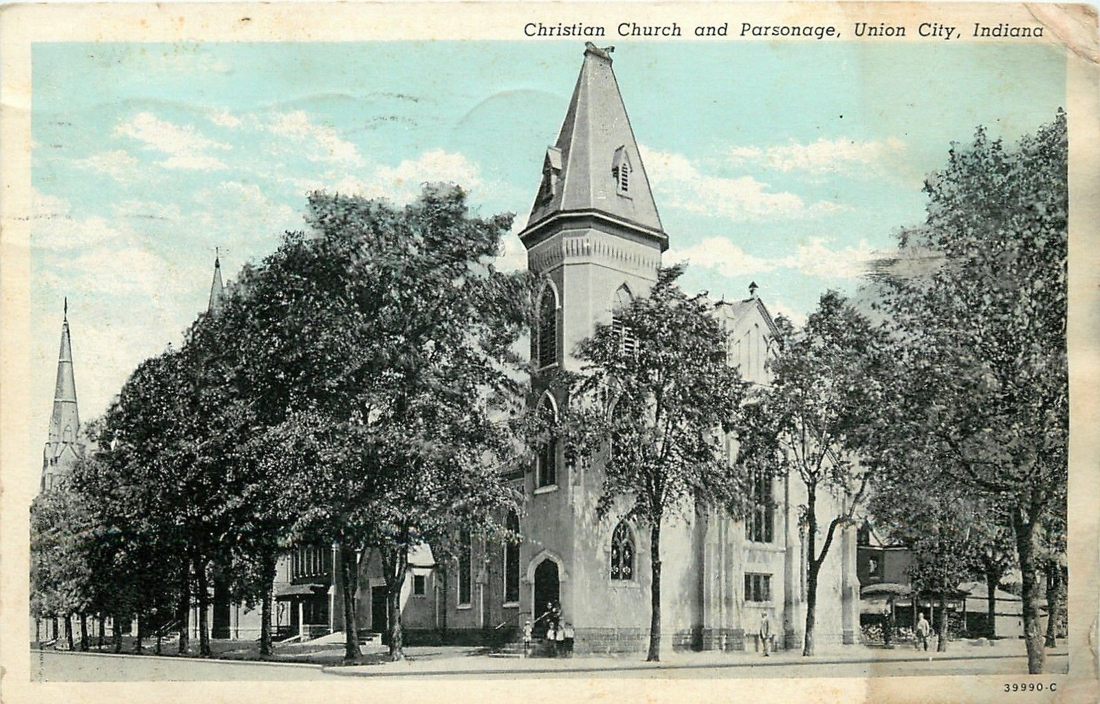 Union City Indiana~Christian Church And Parsonage~1920s PC
