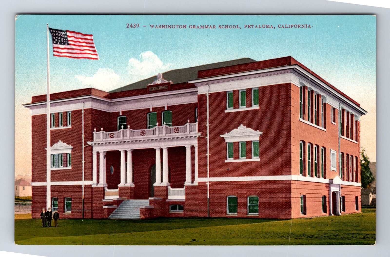 Petaluma CA- California, Washington Grammar School, Antique, Vintage Postcard