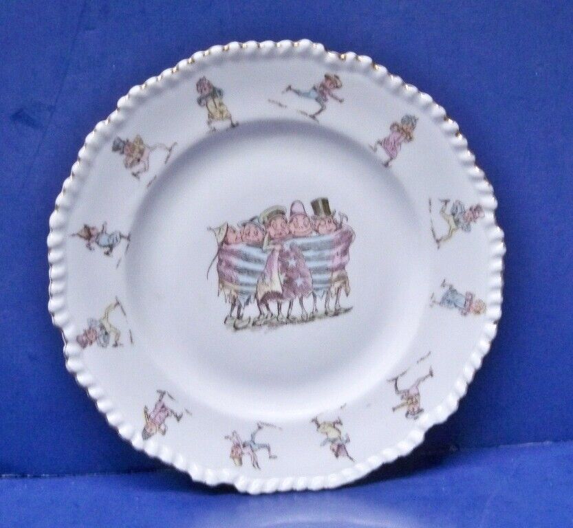 Antique Palmer Cox The Brownies Plate with Five Figures - 1900\'s ~ Pristine