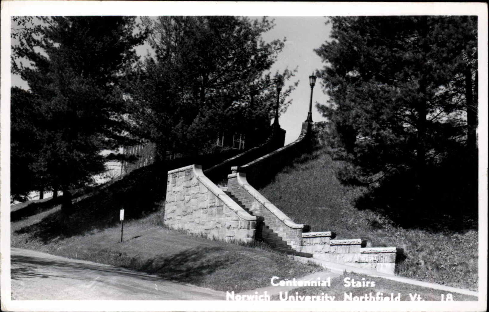 Northfield Vermont VT Norwich University Centennial Stairs Real Photo Postcard
