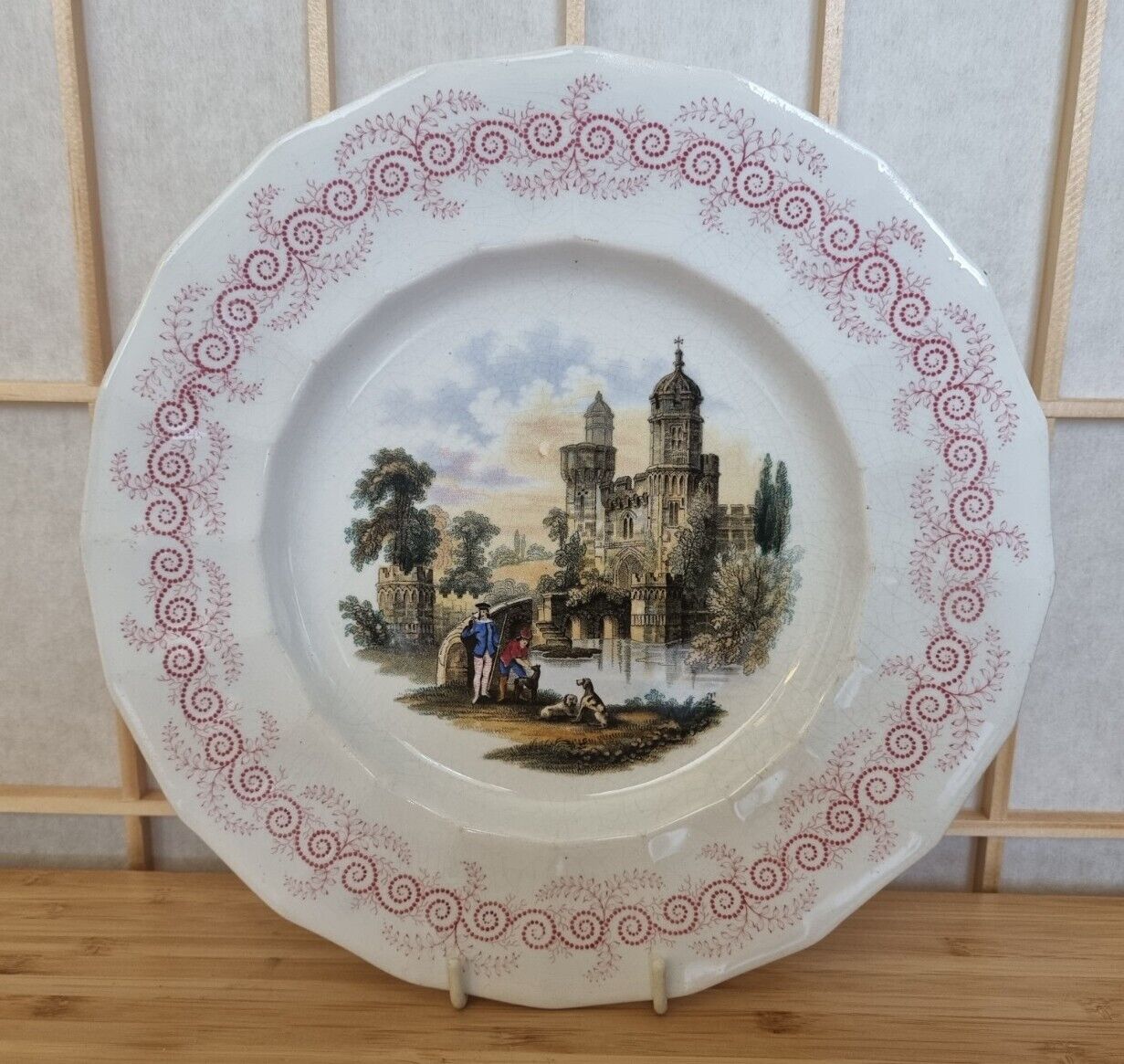 Antique Wedgwood Imitation Plate WS & Co 1800s English Historical House Scene