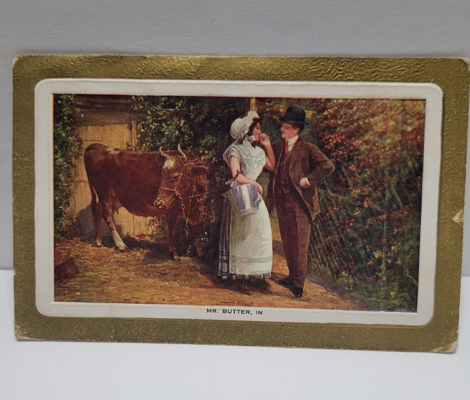 Vintage Unused Postcard Embossed Frame \