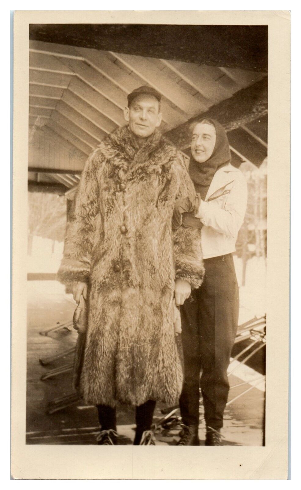 1930\'s Handsome Man Full Body Fur Coat Fashion Winter VTG Photo A7