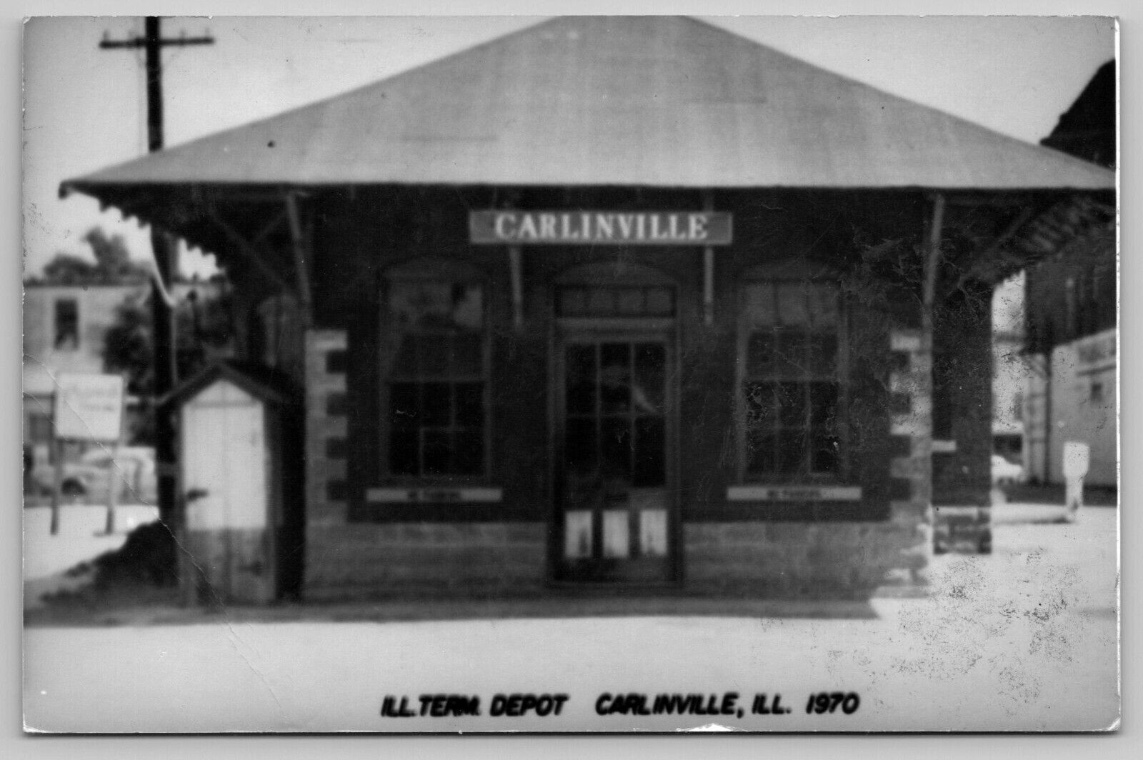 RPPC Carlinville, IL Postcard Term DEPOT Train