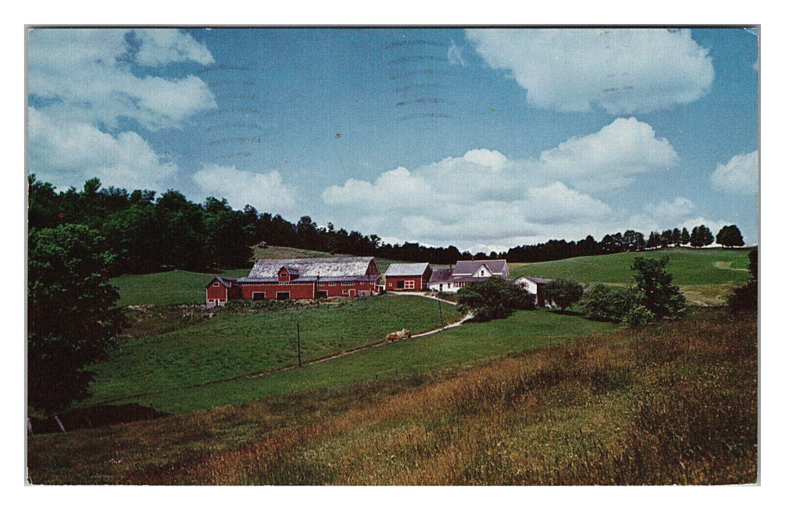 Postcard 1962 IL Farm House Barn Land Scenic Aerial View Crystal Lake Illinois  