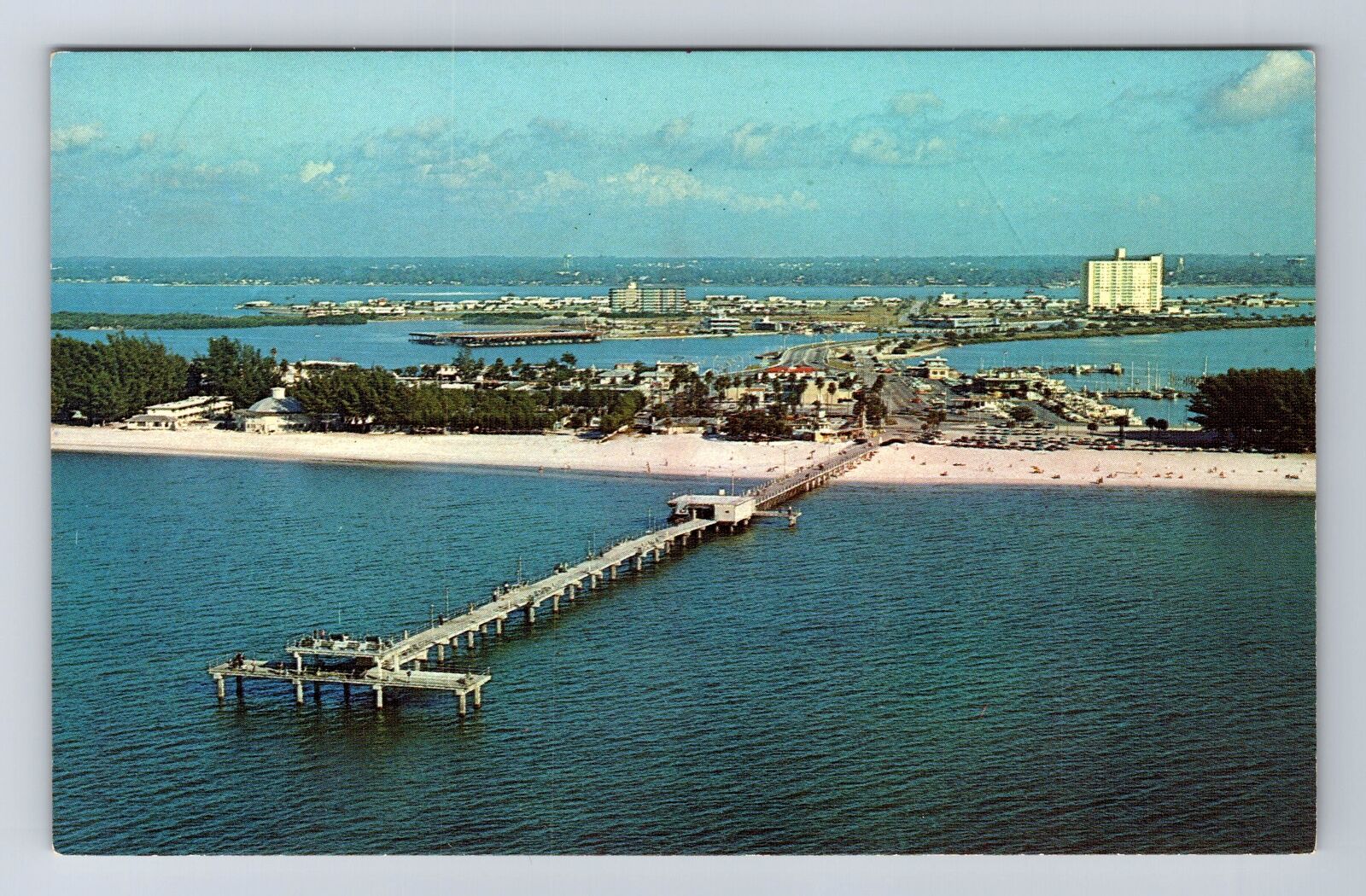 Clearwater Beach FL-Florida, Aerial Of Town Area, Antique, Vintage Postcard
