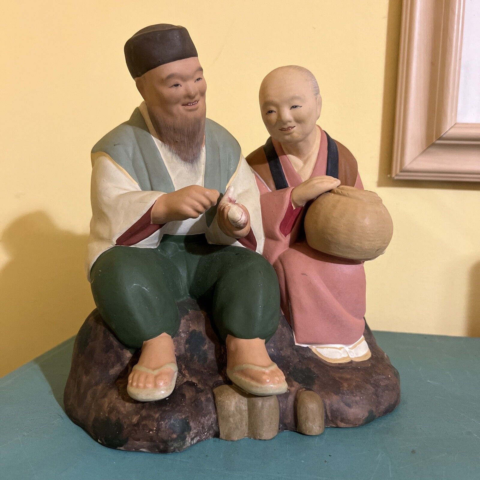 HAKATA URASAKI DOLLS Large Fisherman Man And Woman Figurine JAPAN