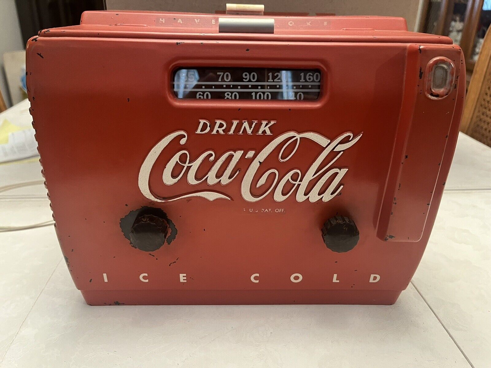Vintage 1948 Original AM Coca Cola Bakelite Tube Cooler Radio