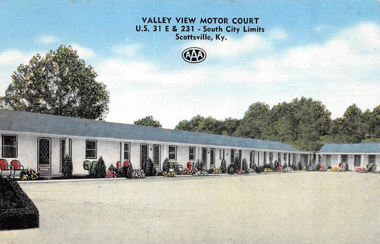 SCOTTSVILLE, KY  Kentucky   VALLEY VIEW MOTOR COURT   Roadside c1940's Postcard