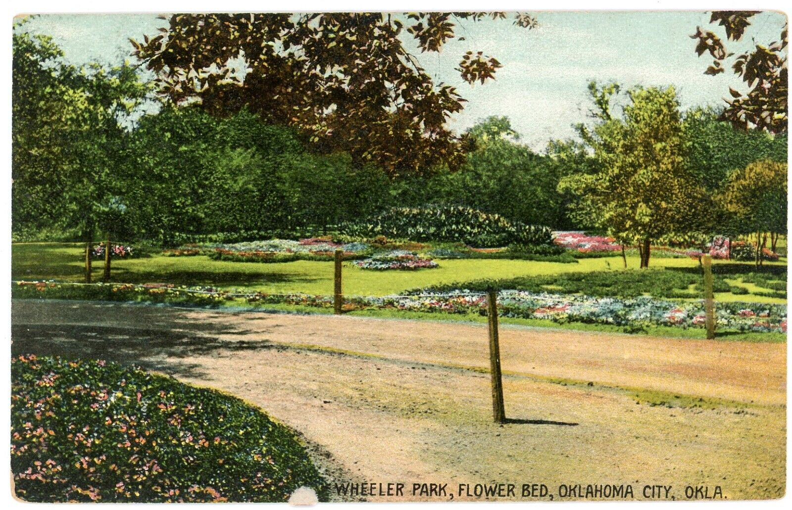 1910S WHEELER PARK FLOWER BED OKLAHOMA CITY OK. ANTIQUE POSTCARD