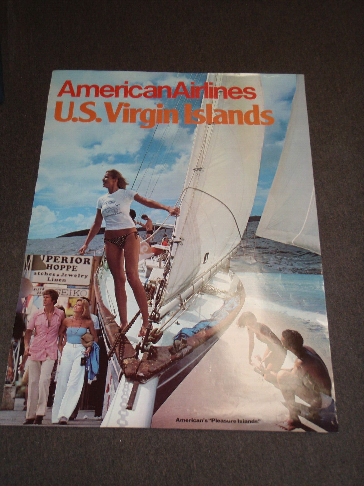 OLD ORIGINAL AMERICAN AIRLINES COLOR POSTER - 30 X 38 INCHES