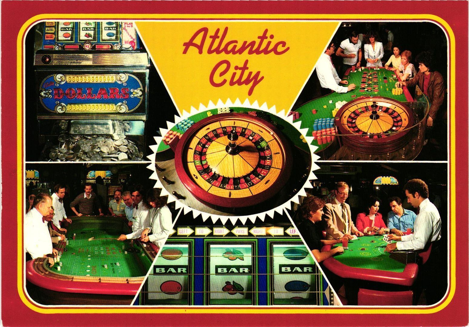 Vintage Postcard 4x6- CASINO SCENES, ATLANTI CITY, N.J.