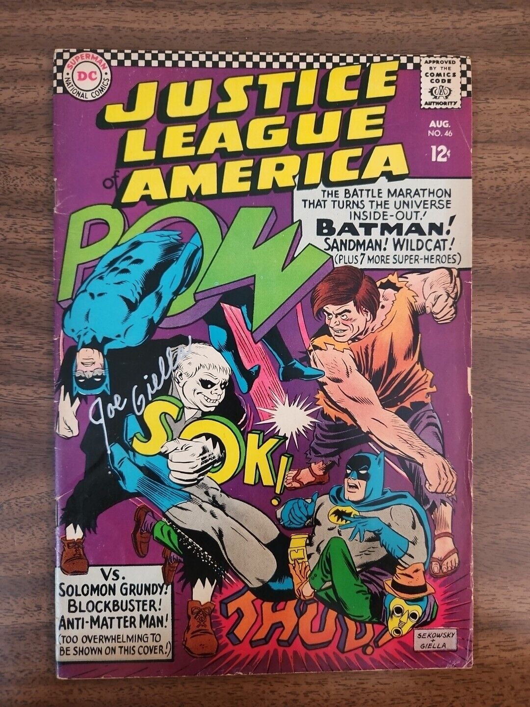 Justice League Of America #46 DC 1966 Silver Age Autographed By Joe Giella