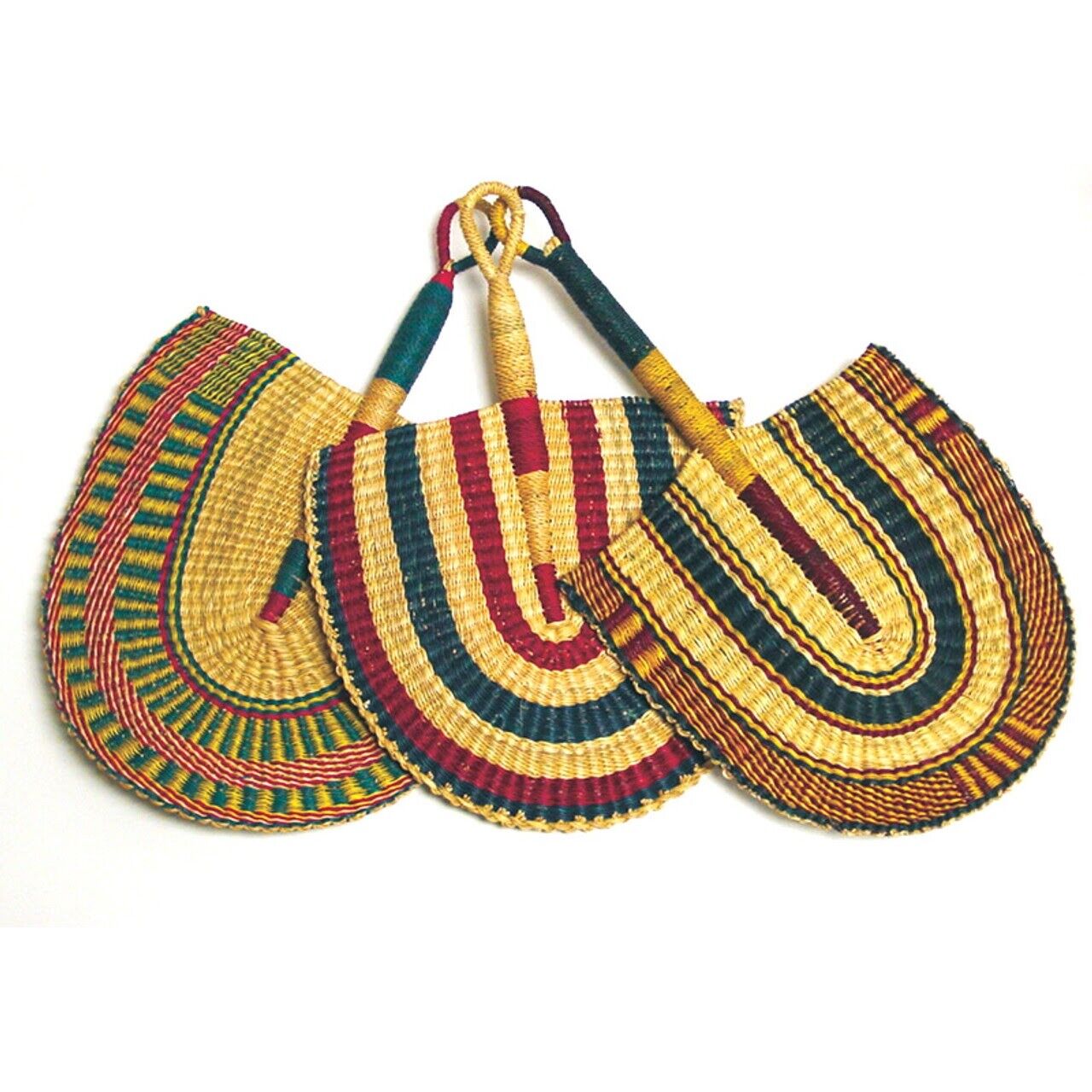 Burkina Faso Hand Woven Fans 16 inches set of 3