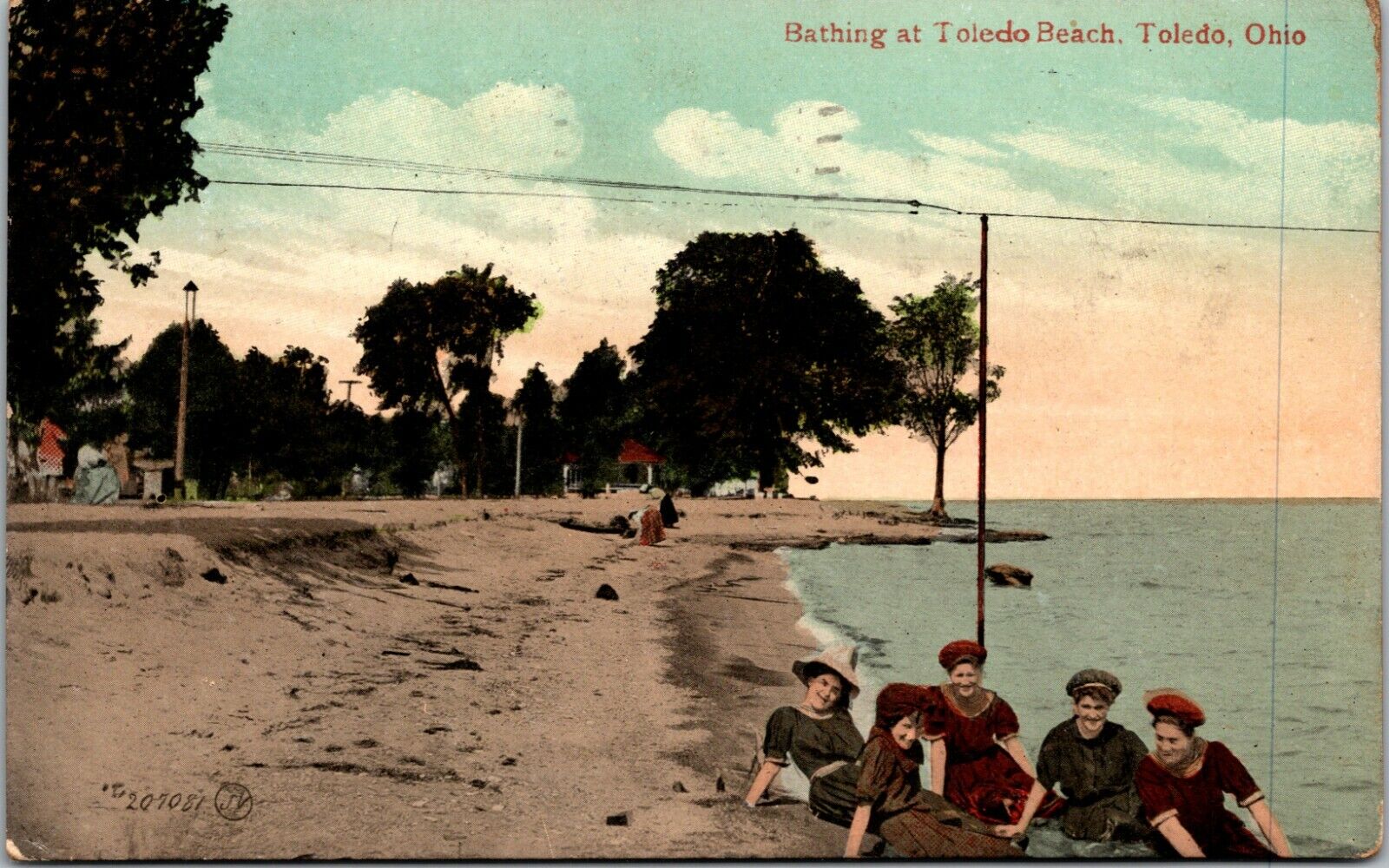 Toledo OH Ohio, Bathing At The Beach Vintage Postcard