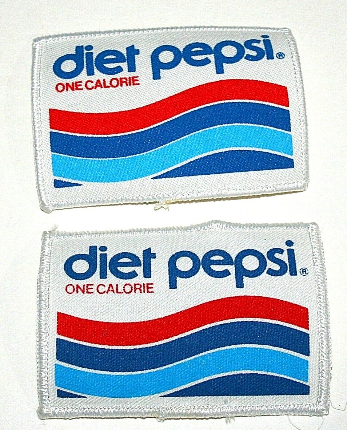 2 Vtg  Diet One Calorie Pepsi Wave Cola Wave Soda Distributor Shirt Patch 1970s 