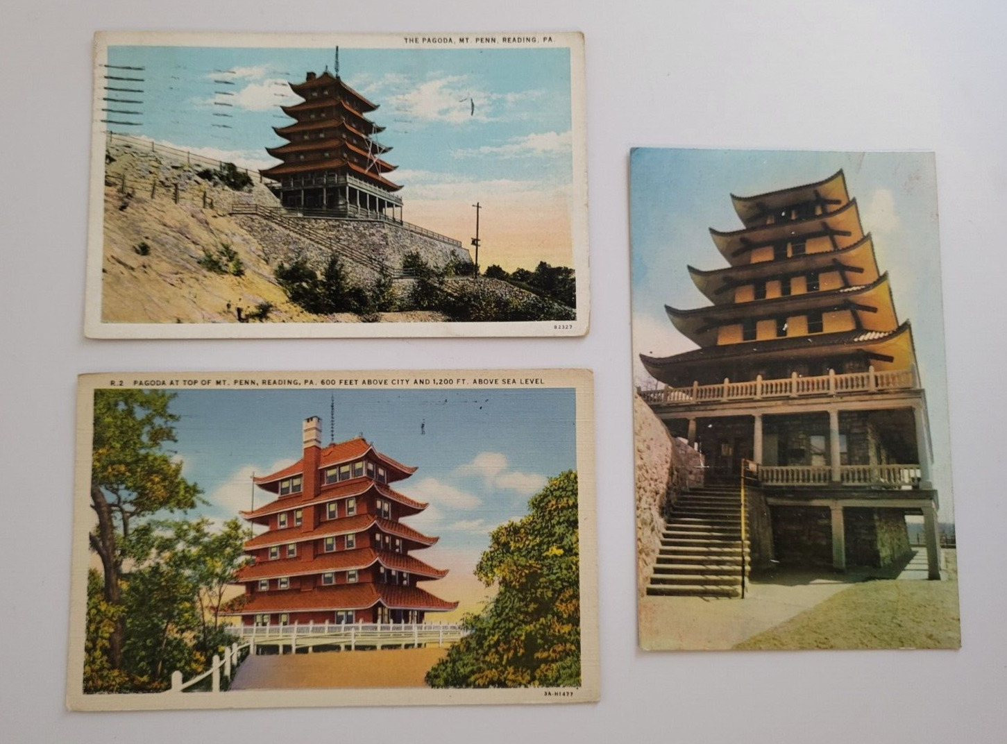 Lot of 3 Reading Pa.~Pennsylvania~The Pagoda~Scenic View Vintage Postcards