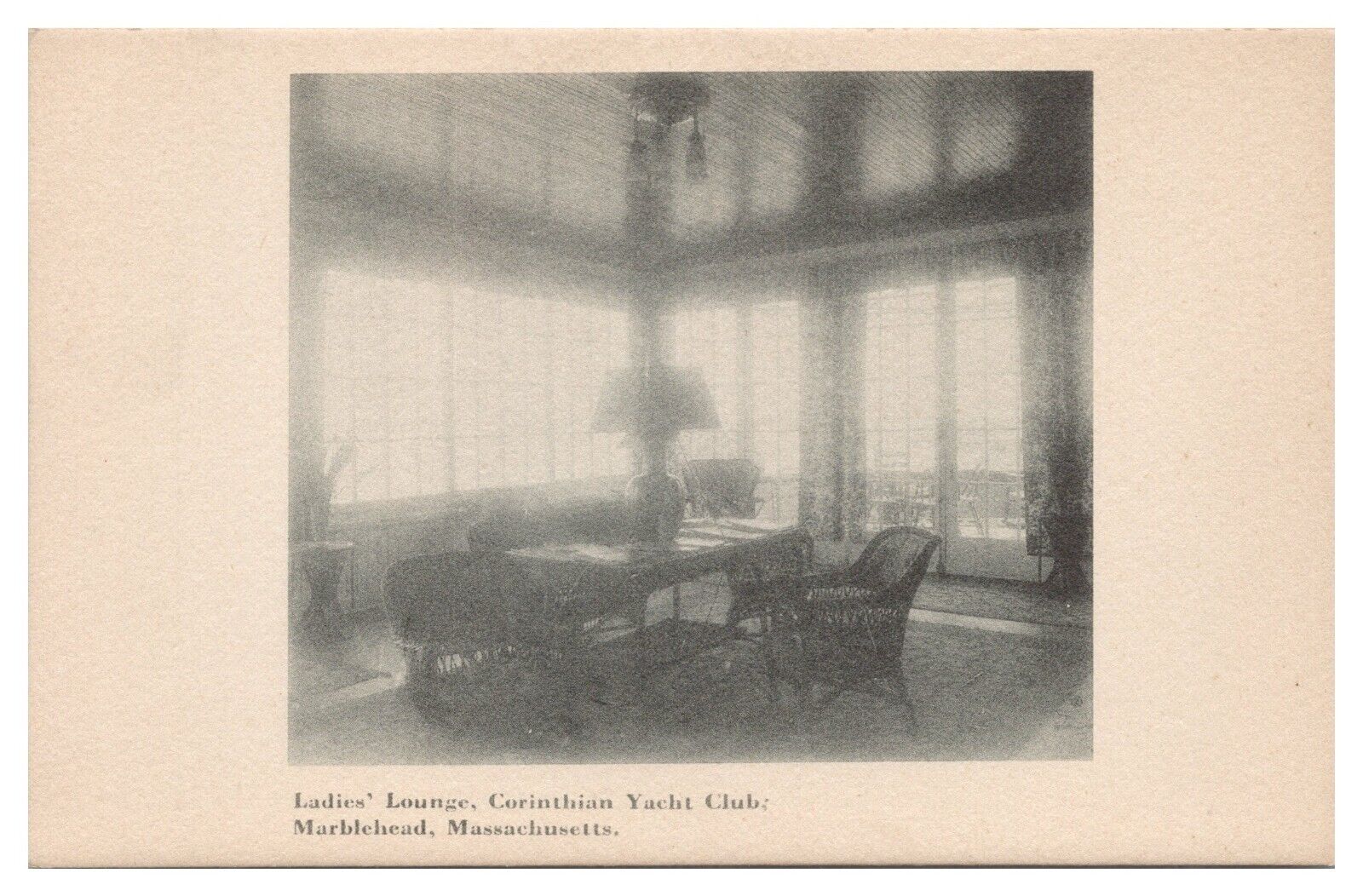 Marblehead Mass. Vintage Postcard Ladies\' Lounge Corinthian Yacht Club