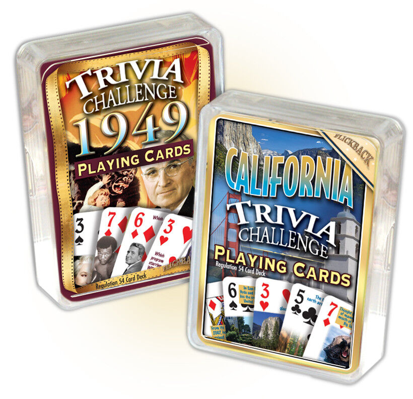 Flickback 1949 Trivia Playing Cards & California Trivia Combo: Birthday