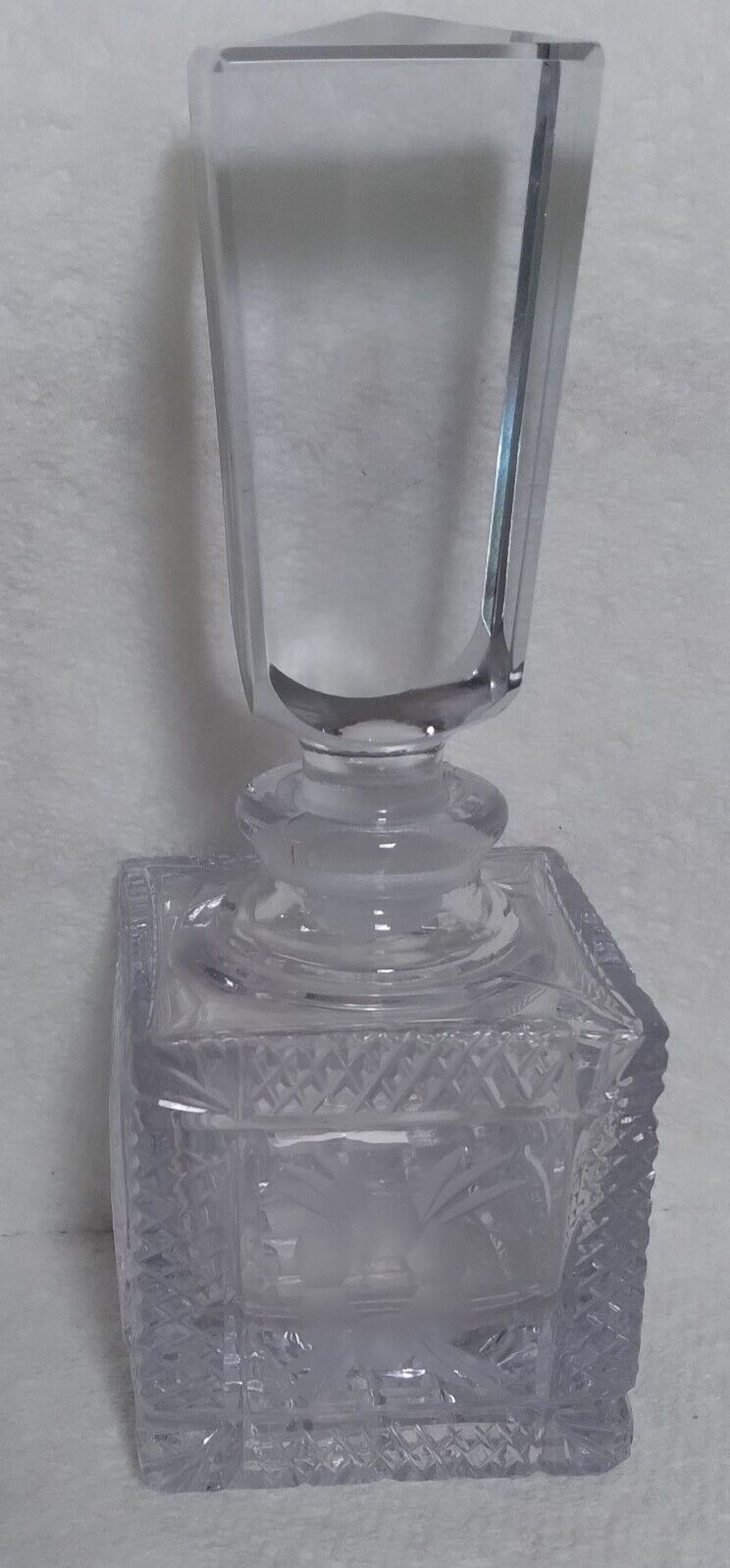 Antique Pressed Glass Perfume Bottle Lavender Tint (Please read description)