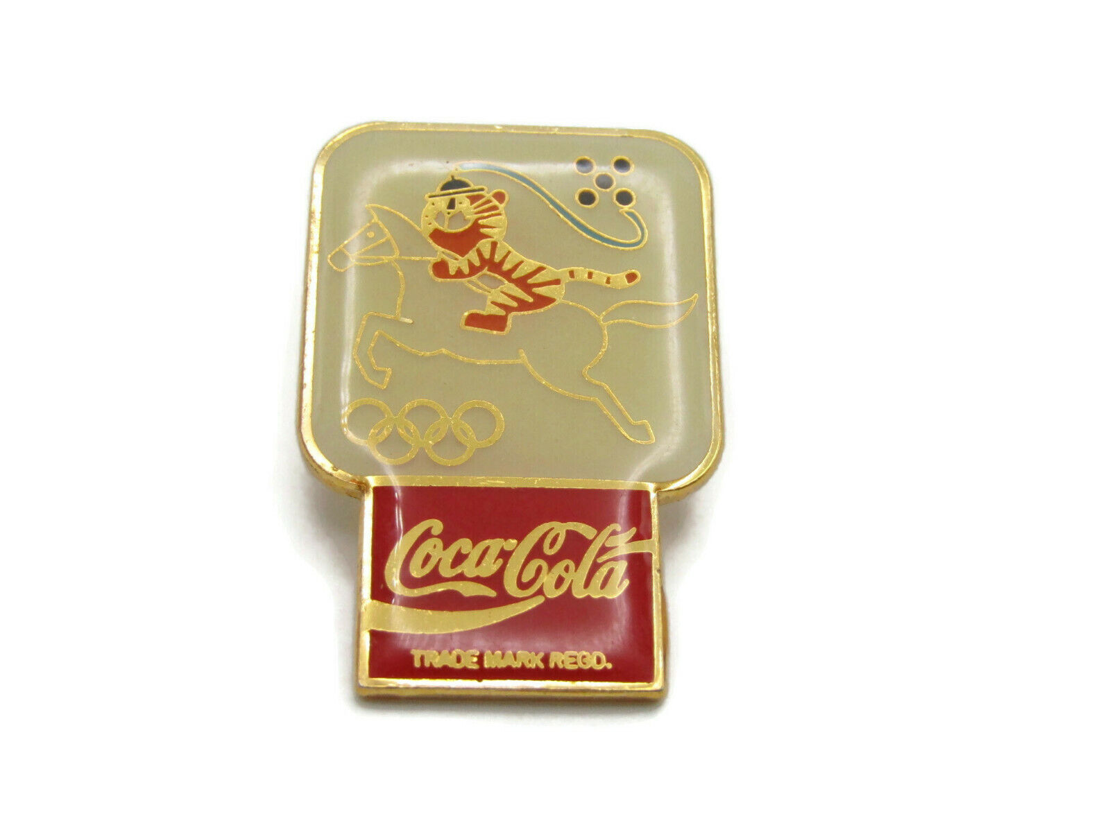 Olympic Archery Pin Tiger Graphic Coca Cola Sponsored Gold Tone