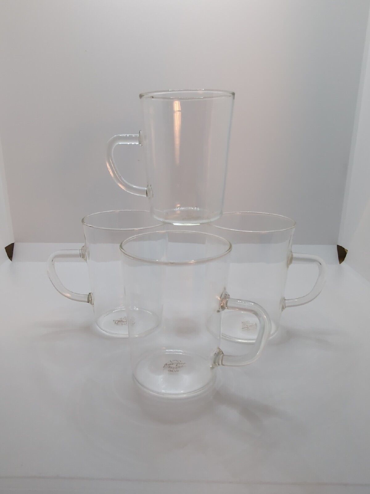 Vintage Set of Feuerfest GDR Saale-Glas Coffee Cups D Handle Small 