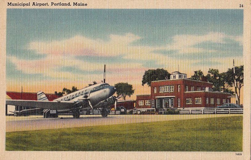  Postcard Municipal Airport Portland ME 