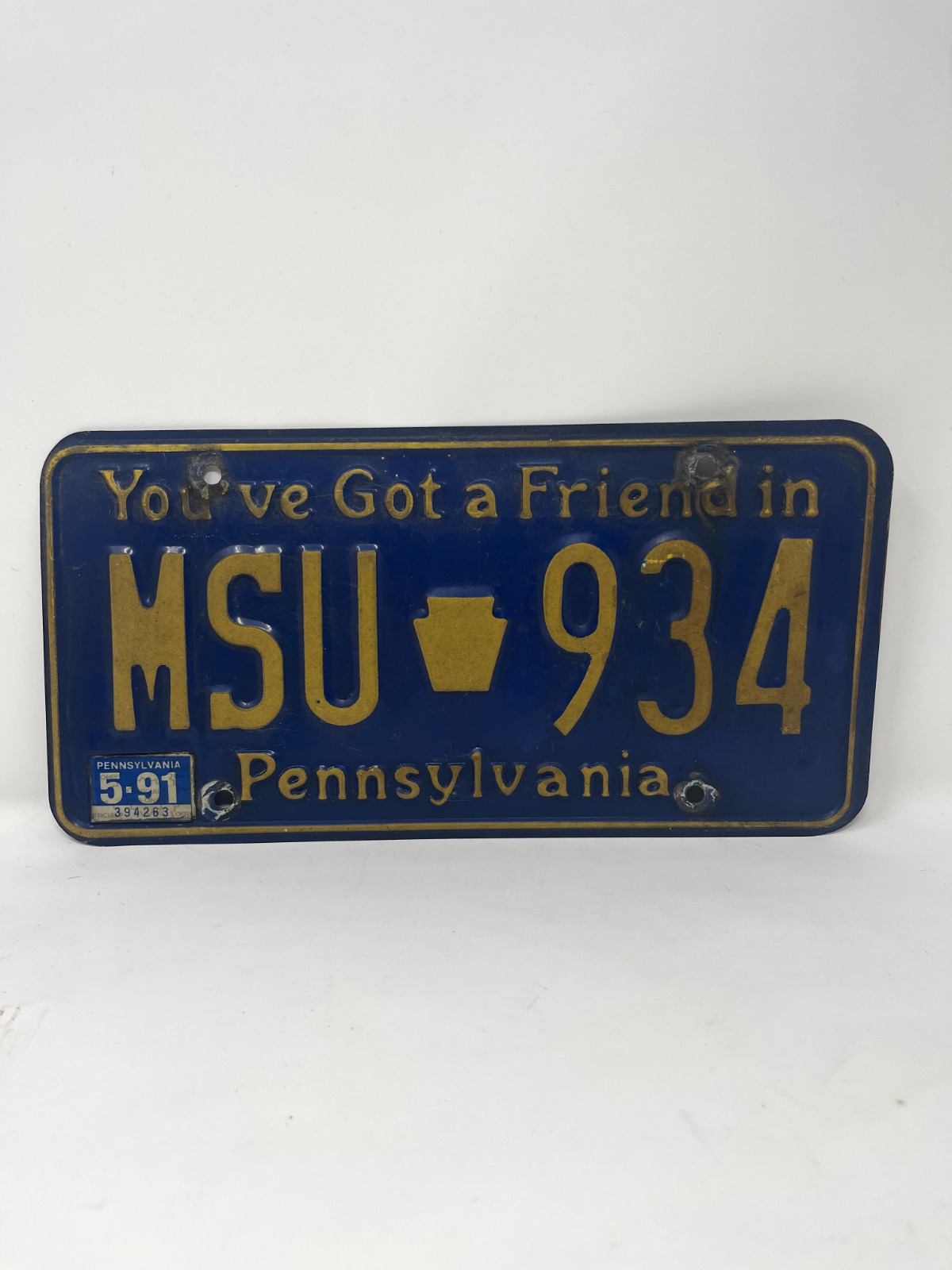 Vtg*You’ve Got A Friend In Pennsylvania*License Plate*Man Cave* Collector*Hang