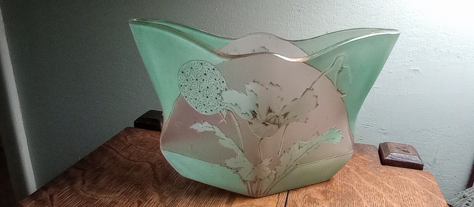 Antique Art Nouveau Bohemian Cameo Glass Vase With Poppies