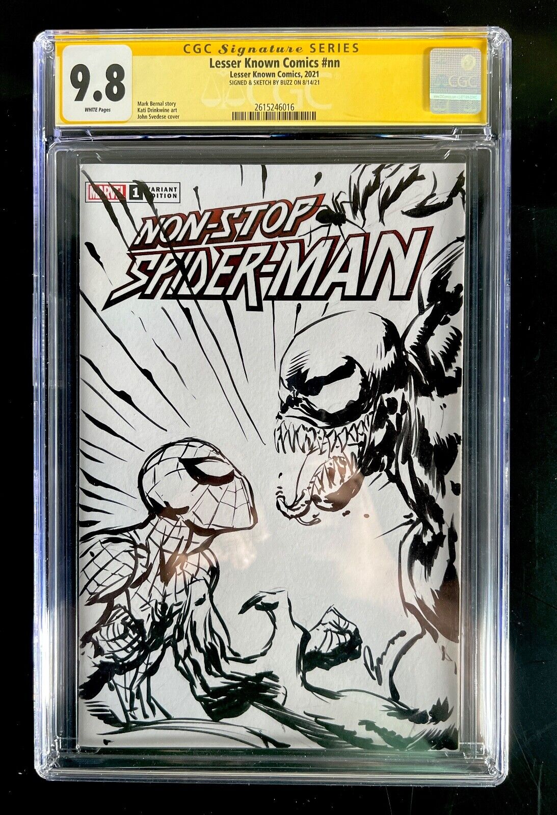 Non-Stop Spider-Man #1 - Blank Cover - CGC Signed & Sketched BUZZ 9.8