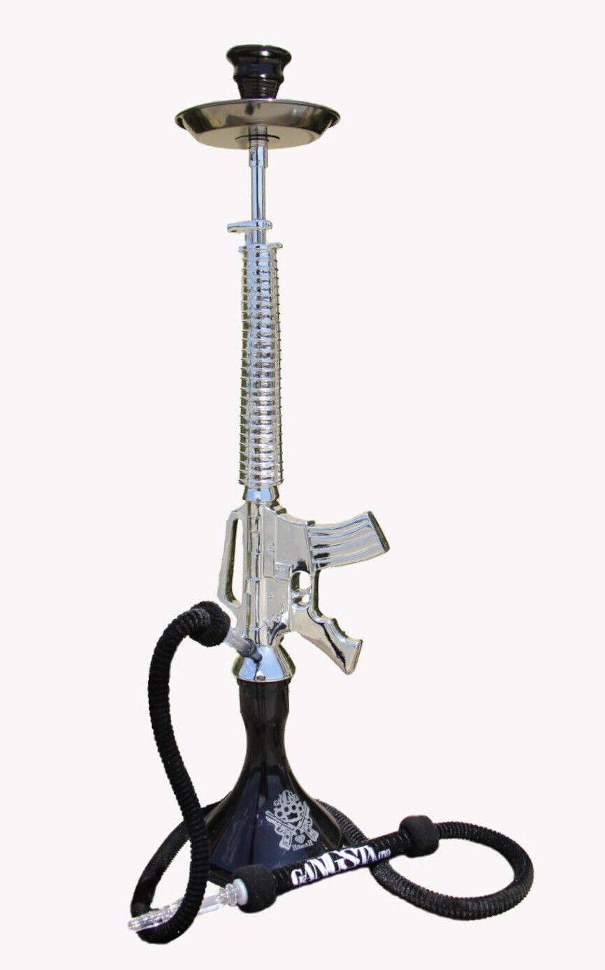 Original Gangsta(tm) 41 Inch Terminator Gun Hookah With A Washable Hose Chrome