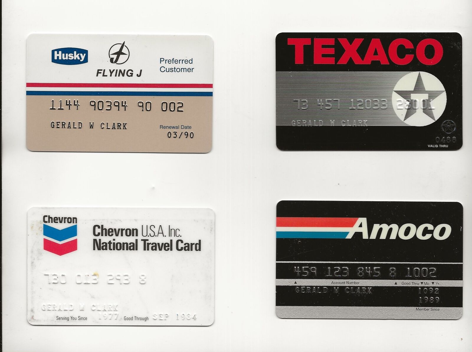4 Expired Credit Card Husky Flying J, Texco, Amco, & Chevron National Travel