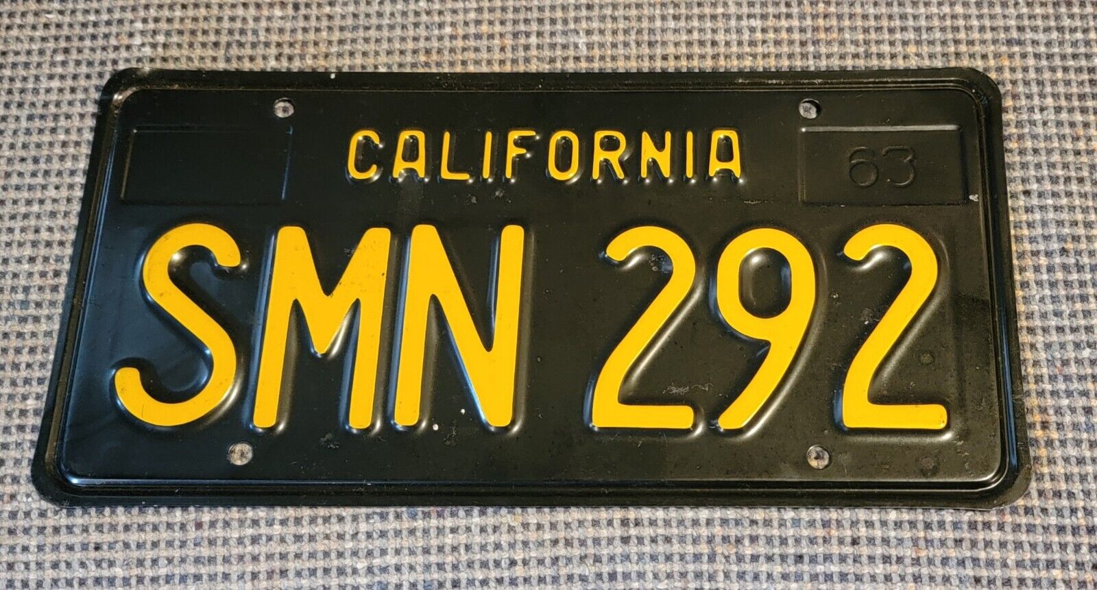 California 1963 BLACK License Plate . GREAT SHAPE.