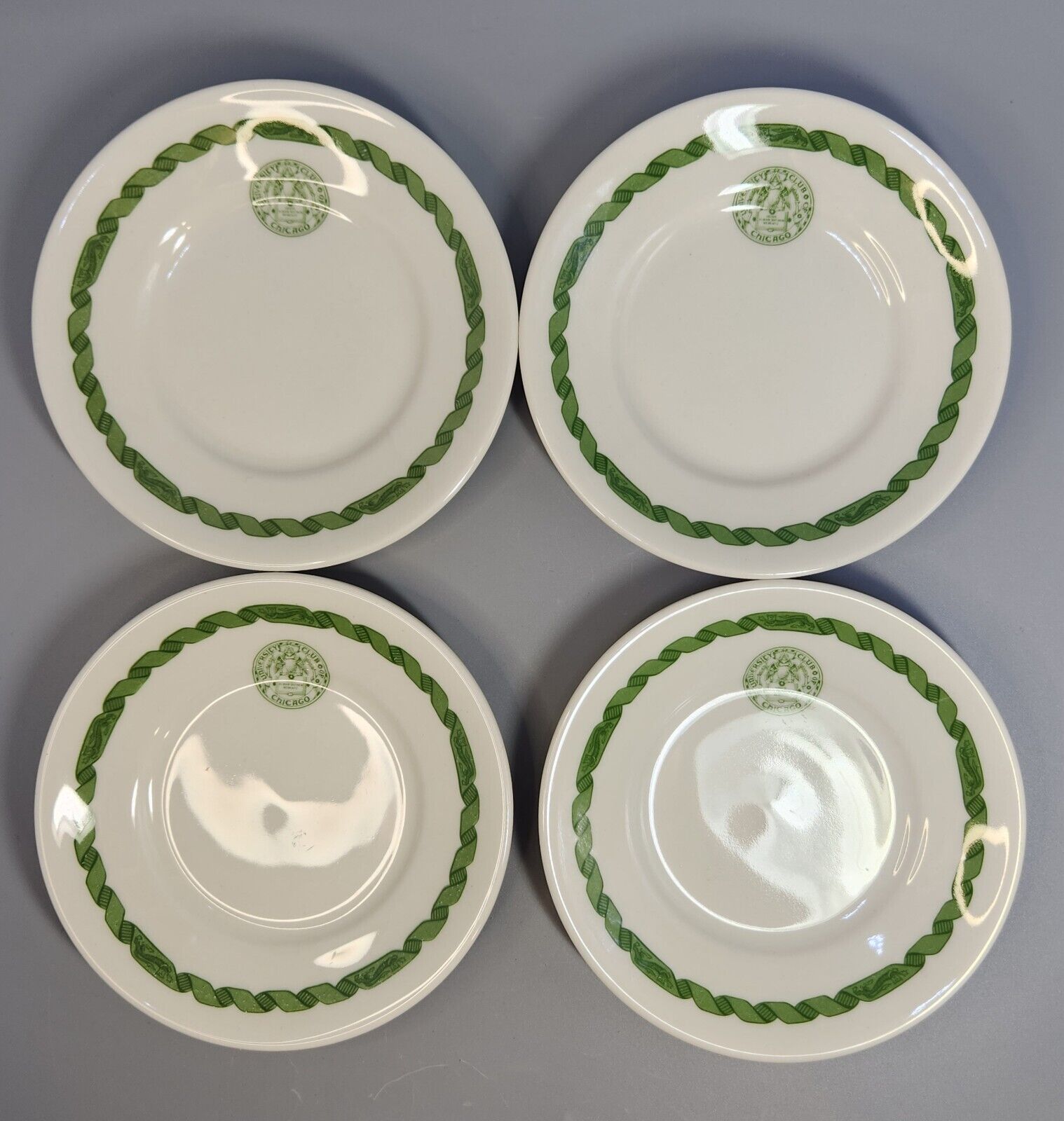 VTG Shenango China Plate Coffee Cup Saucer University Club Of Chicago Set Of 4