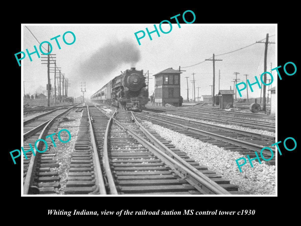 OLD 8x6 HISTORIC PHOTO OF WHITING INDIANA THE RAILROAD DEPOT STATION c1930