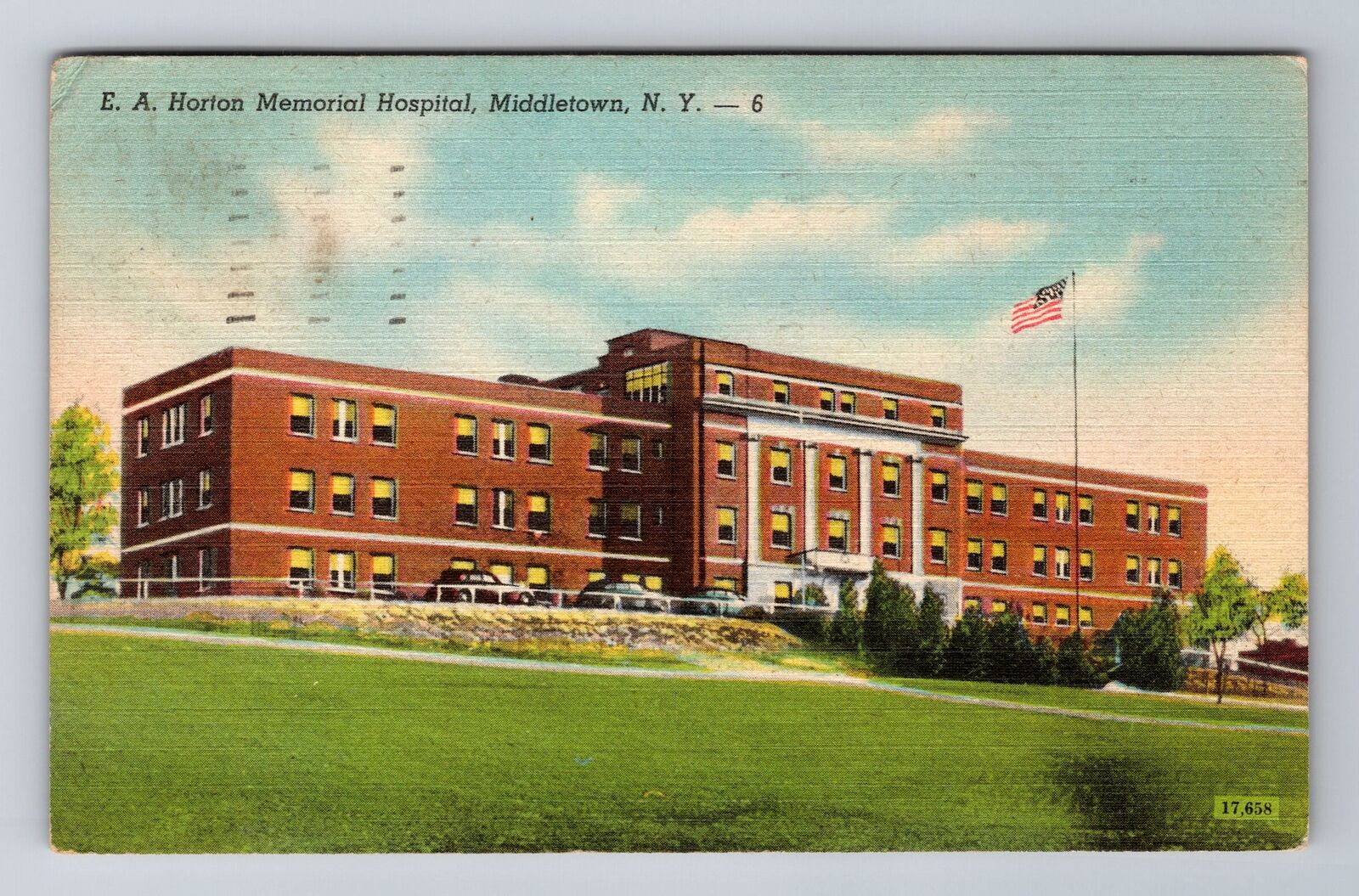 Middletown NY-New York, E.A. Horton Memorial Hospital, Vintage Souvenir Postcard