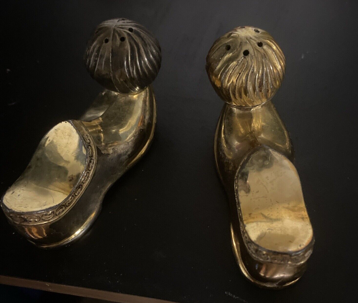Vintage Silver Plated Shoe Salt And Pepper Shakers