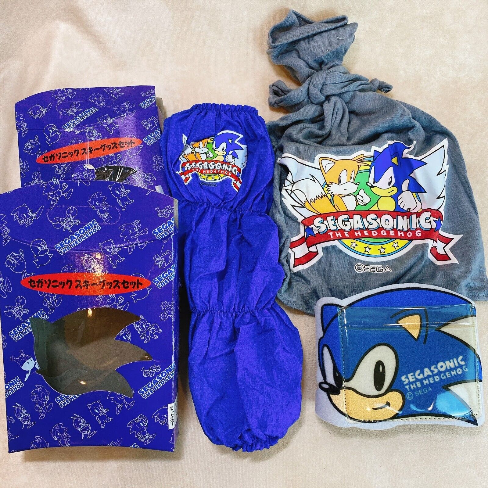 Rare 1994 SEGA Sonic the Hedgehog Tails Ski goods 3 set lot vintage japan