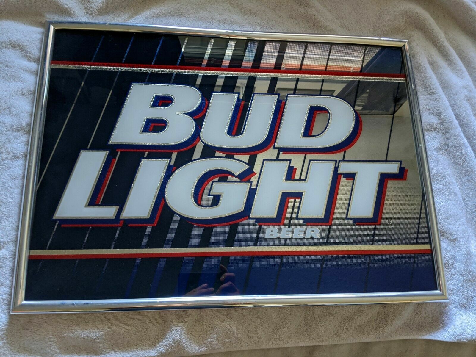 Vintage 1996 Bud Light Beer Bar Glass Mirror Logo Sign Used 25\