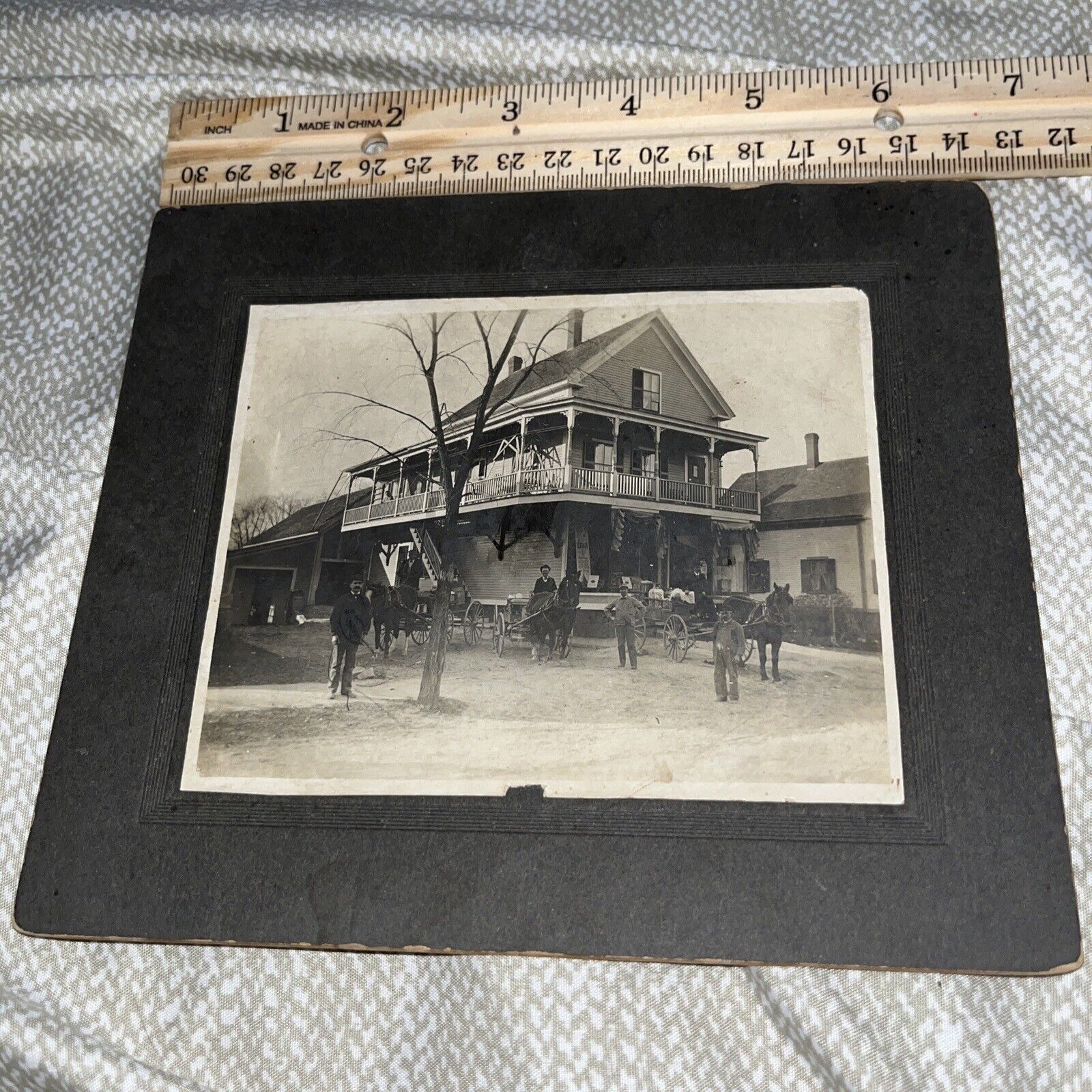 Antique Mounted Photograph: General Store with 5 Cent Cigars - Horse & Buggy
