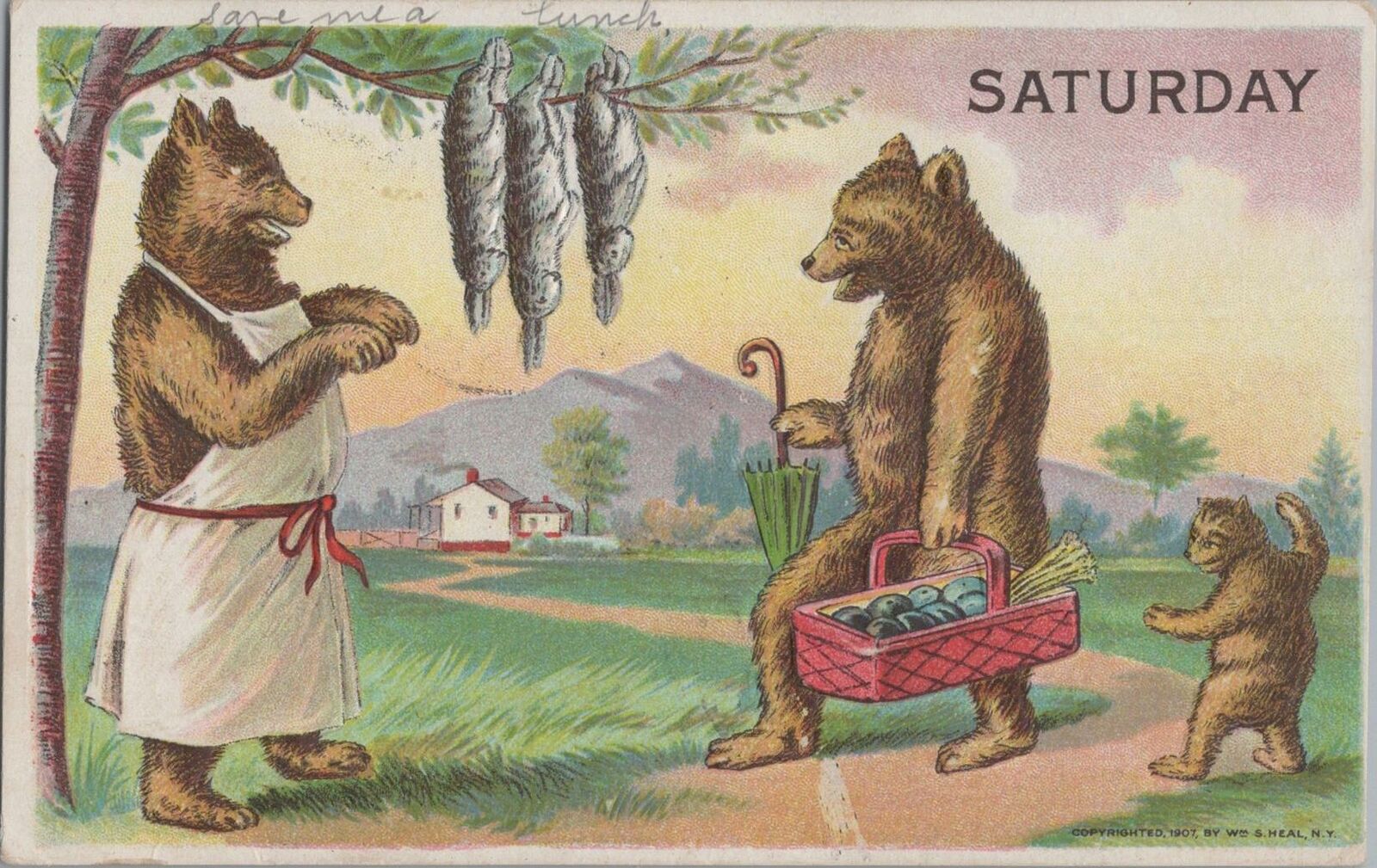 Postcard Saturday Bears Going on a Picnic 1907