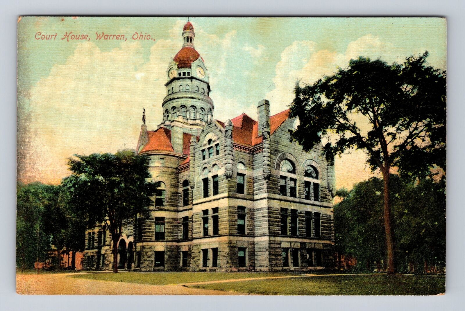 Warren OH-Ohio, Court House, Antique, Vintage Souvenir Postcard