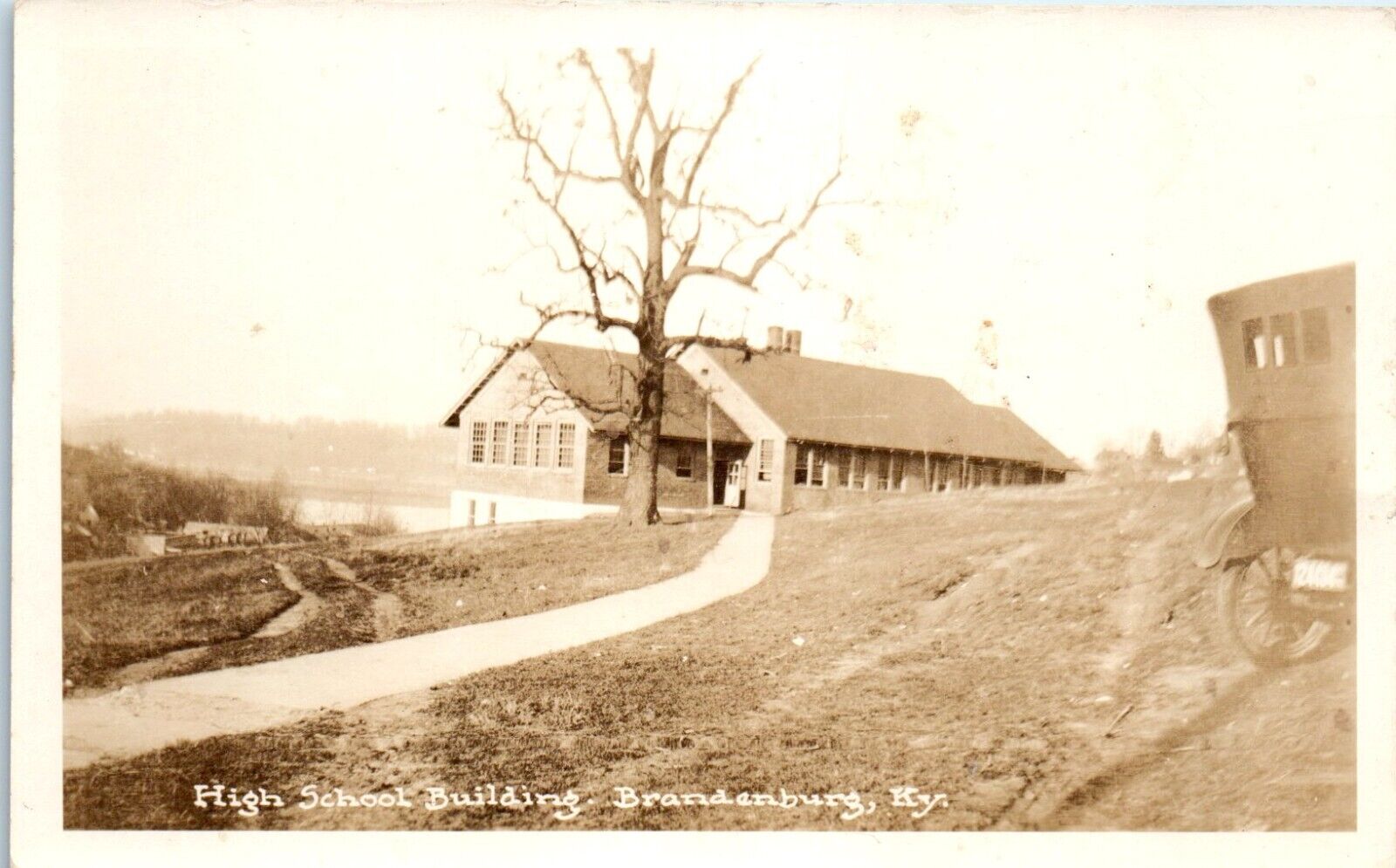 1920s High School Building Brandenburg KY Real Photo Postcard