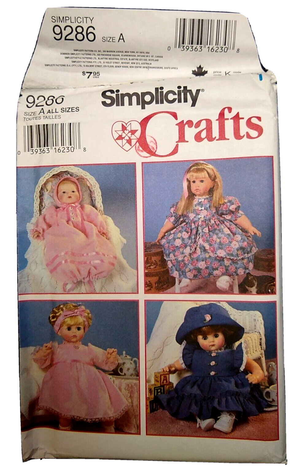 Simplicity 9286 Doll Clothes for 12 to 22 Inch Dolls  Sewing Pattern New