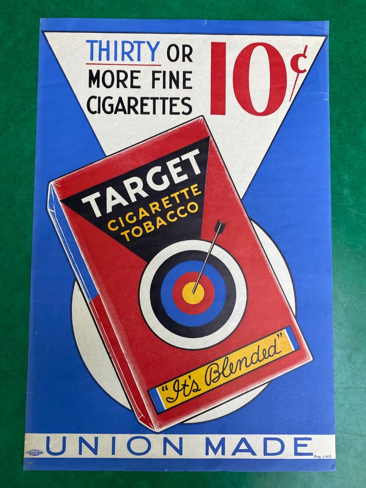 Vintage Target Cigarette Tobacco Paper Store Advertising Sign