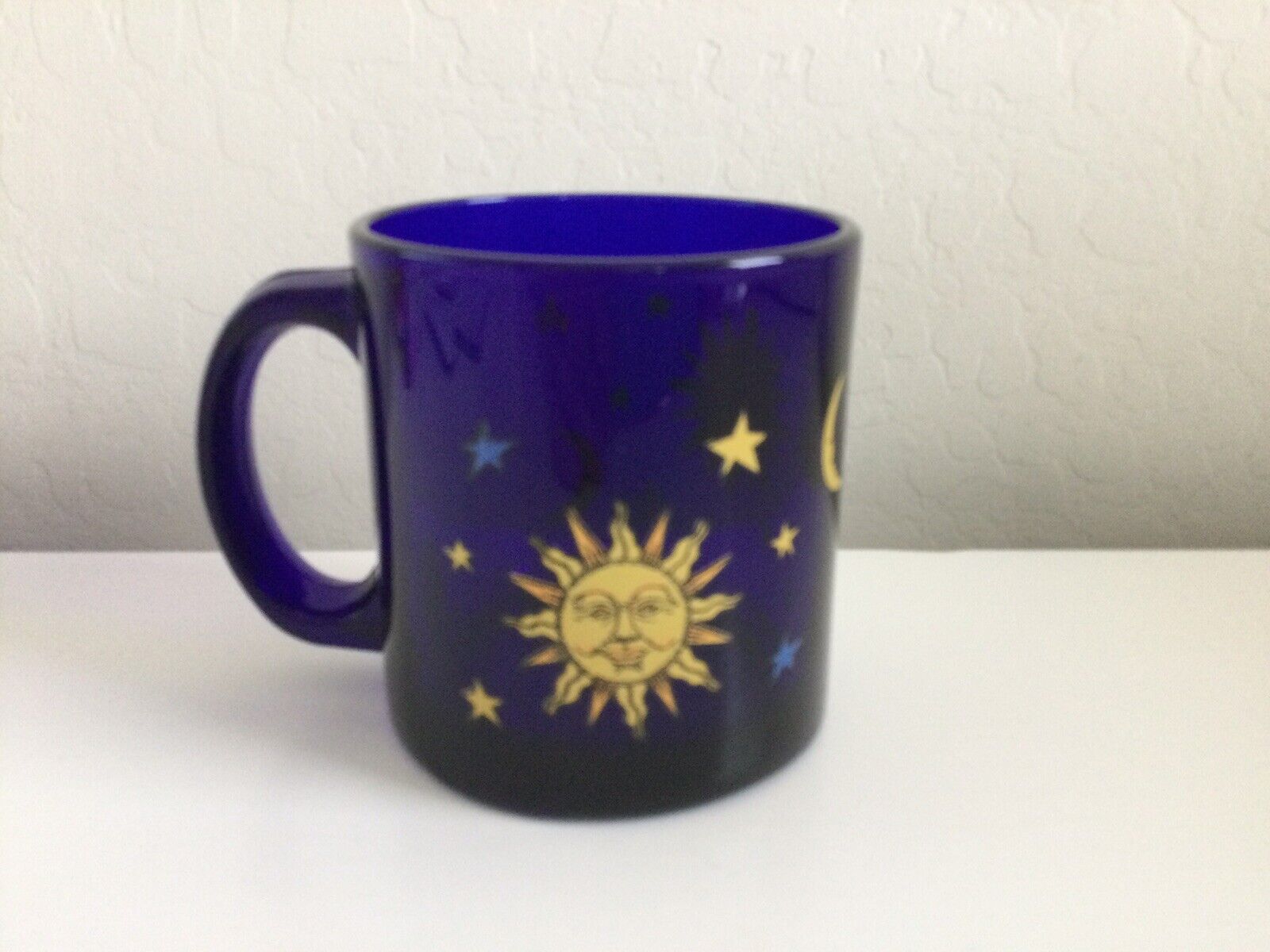 Vintage Cobalt Blue ‘Friends’ Celestial Sun Moon Stars 12 oz. Mug By Libbey