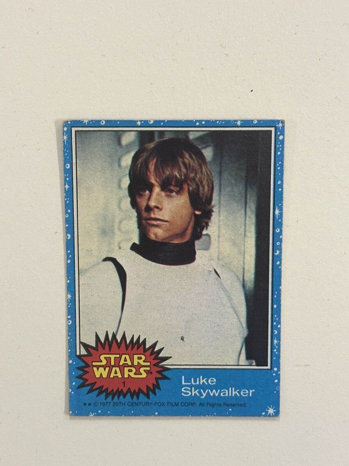 1977 Topps Star Wars Blue Series 1 Rookie Card Luke Skywalker #1 Mark Hamill RC
