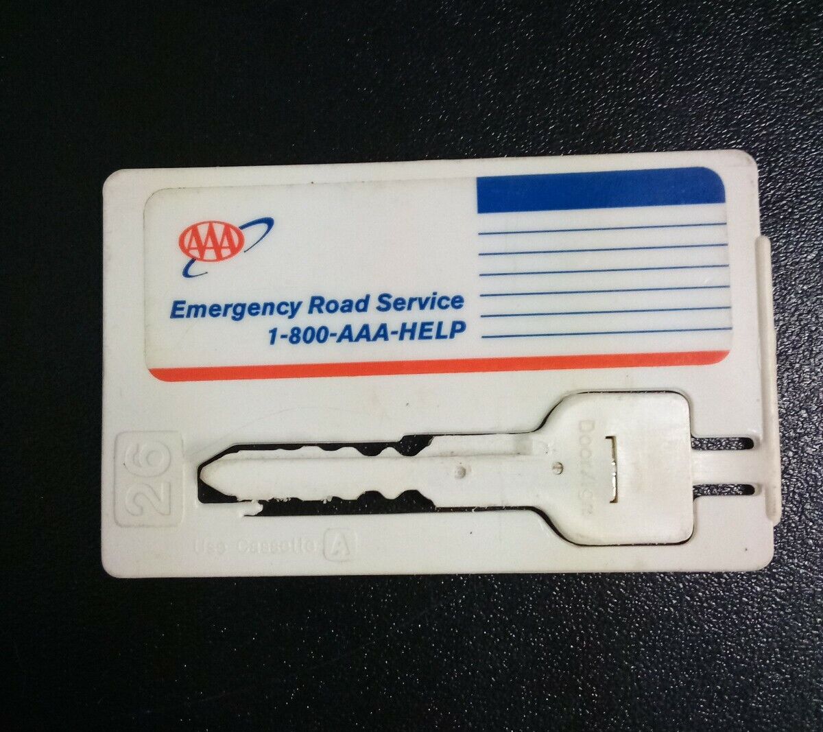 Vintage AAA Emergency Plastic Key #26 Style #8025