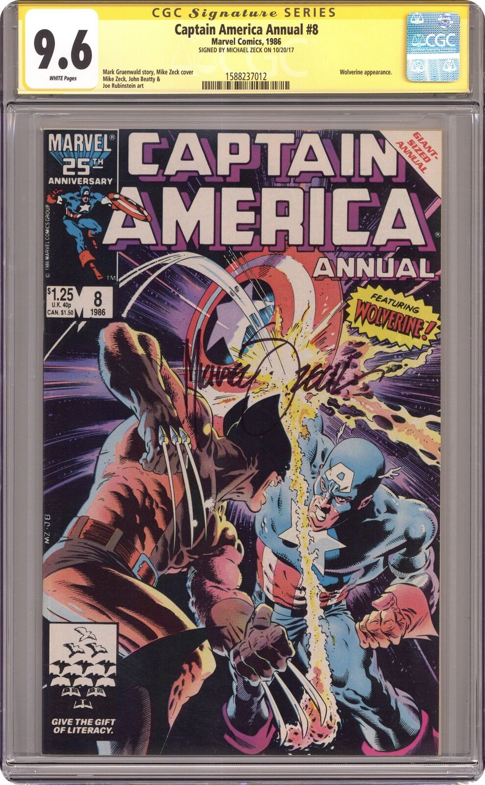 Captain America Annual #8D CGC 9.6 SS Zeck 1986 1588237012
